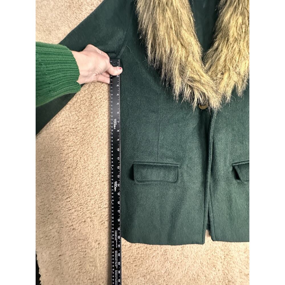 Tobi Wool Blend Faux Fur Collar Coat Forest Green Women M - Picture 13 of 15